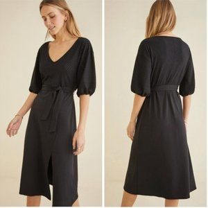 NWT Amour Vert Black Ribbed Abby Midi Dress